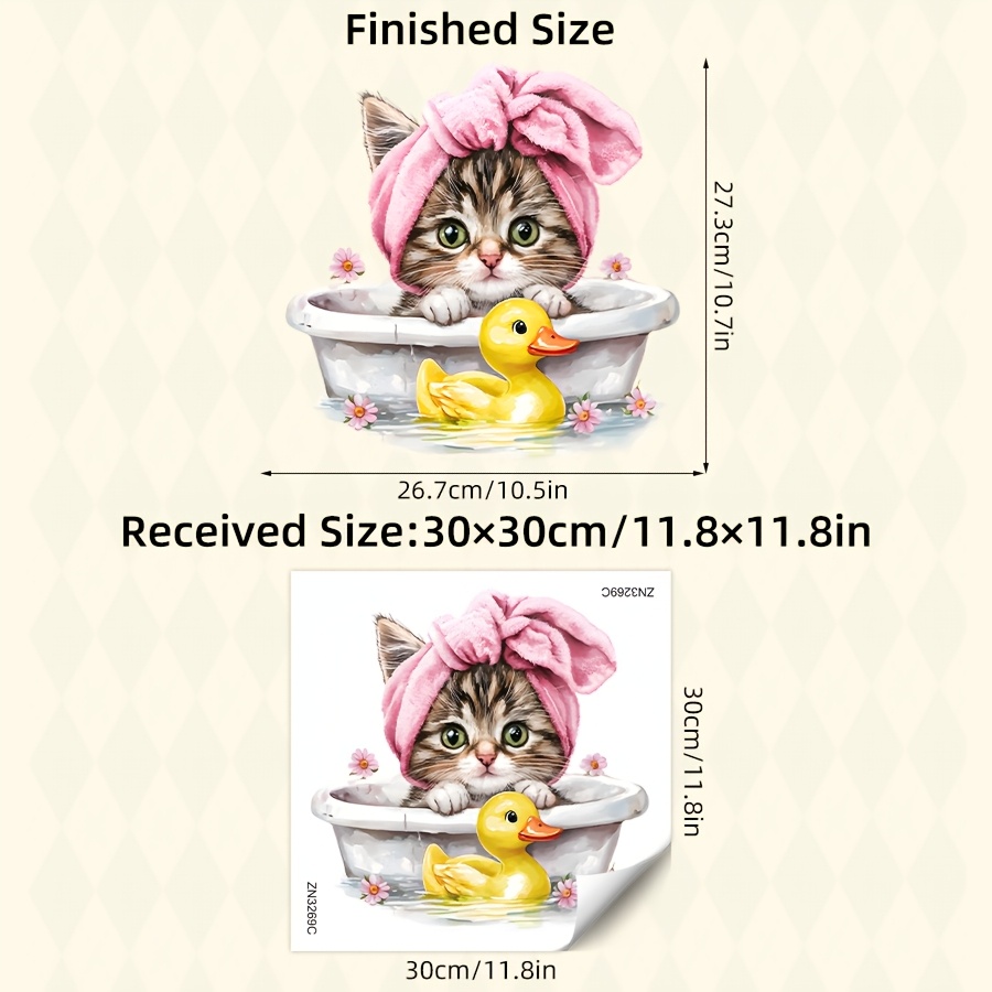 Image of 1pc Cute Bath Wall Sticker Removable For Pet Living Room Bathroom Bathtub Home Decor Wall Decal