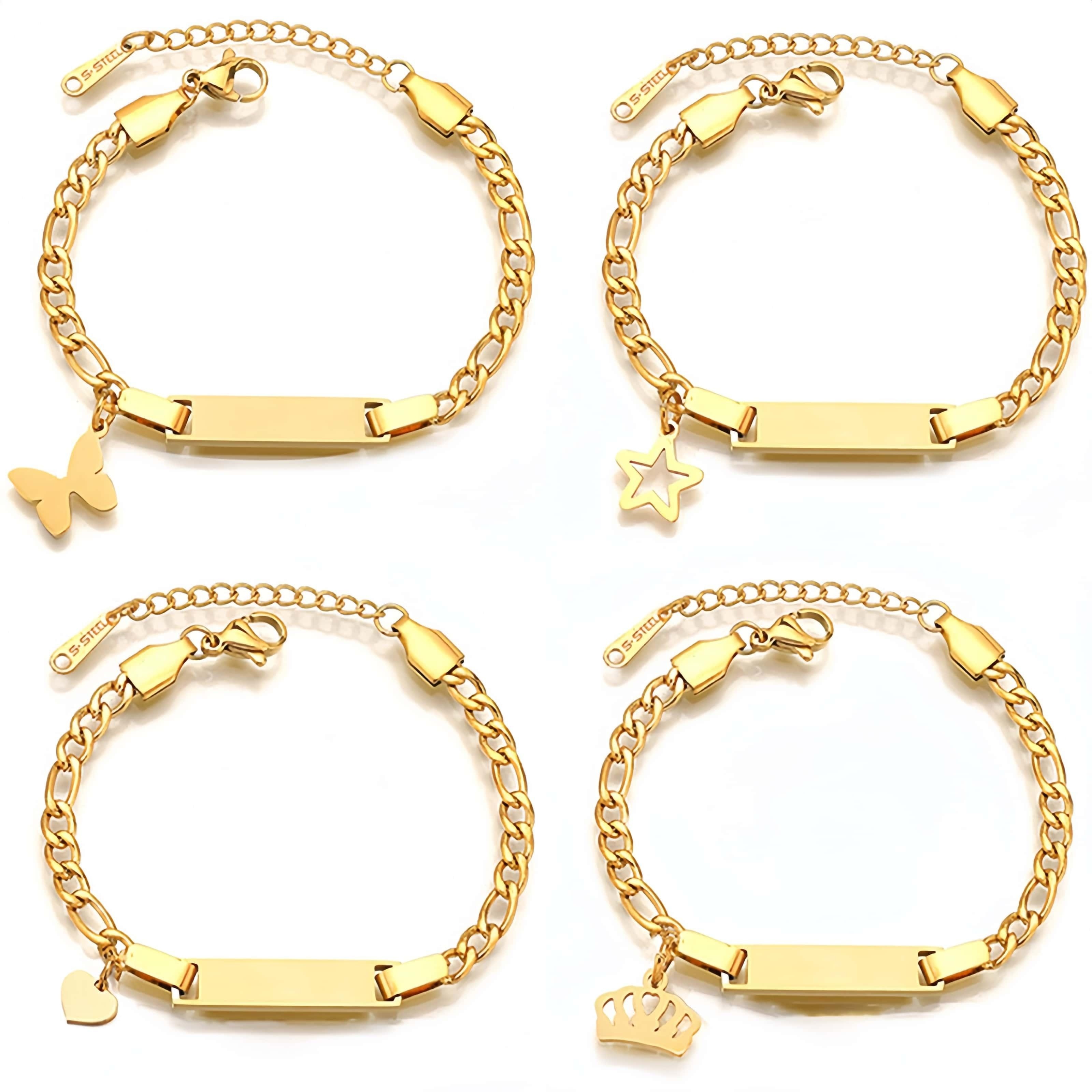 Custom Engraved Stainless Steel Bracelet with Butterfly, Star, Crown & Heart Charms - Personalized Name & Date, Perfect for Birthdays, Valentine's, Mother's Day & More details 2