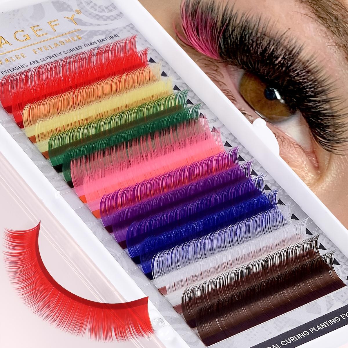 

Extension de Faux Cils MAGEFY 16 rangées 8 couleurs, Naturel Épais et , Courbure D, Cils Individuels DIY Œil de Chat , Convient aux Débutants et aux Fêtes, Maquillage des Yeux pour les Vacances