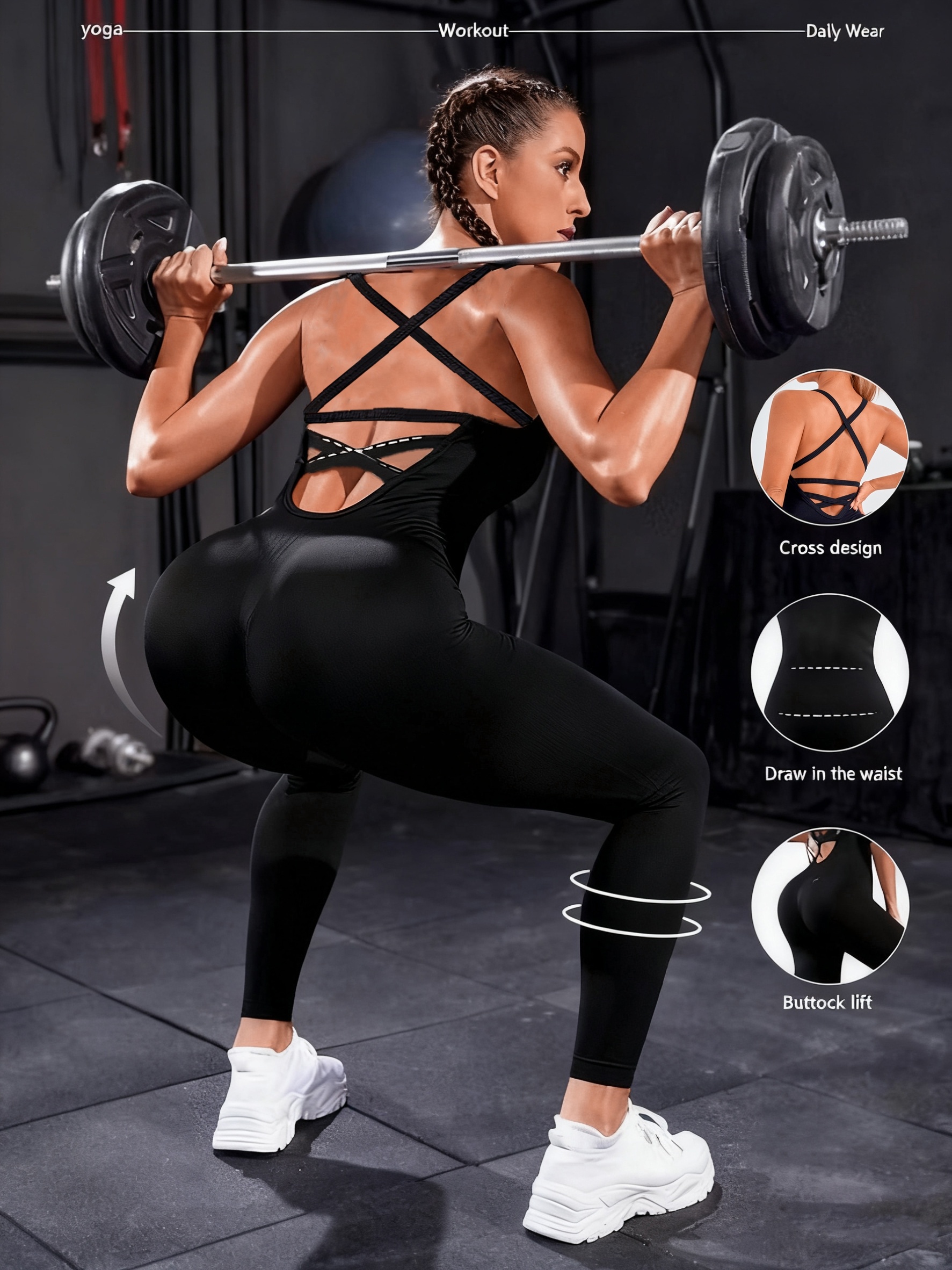 1pc women's quick dry sports jumpsuit seamless breathable high stretch gym, dance & yoga outfit backless design with full length zipper all season workout suit for, fitness apparel | sleek bodysuit | smooth texture fabric