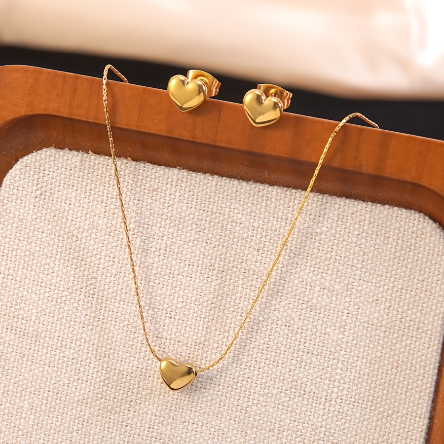 TEMU A Niche Sweetheart-style Stainless Steel Set, Including A Necklace And A Pair Of Stud Earrings. Suitable For Women' Wear Or . A Valentine's Day