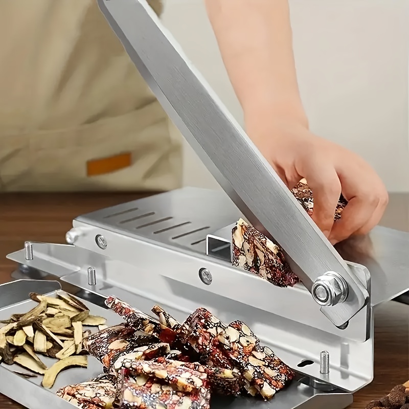 Easy Clean Stainless Steel Manual Meat Slicer and Bone Cutter - Non-Slip Base, Adjustable Blade, Rectangular Blade, Adjustable Thickness, Easily Cut Frozen Beef, Chops, Fruits and Vegetables - for Home Kitchens and Delis, Meat Grinder, Kitchen Gadget