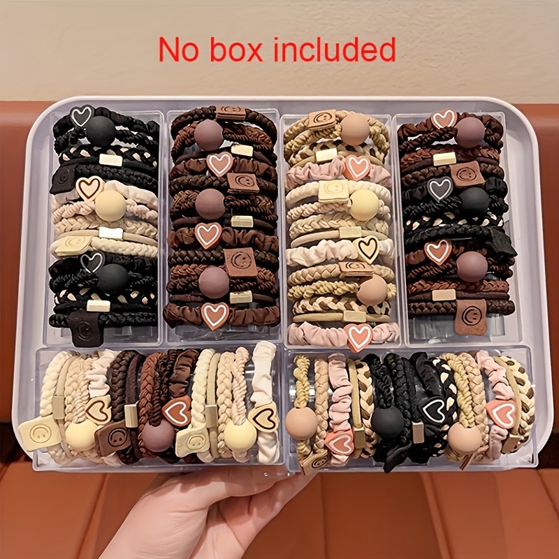 TEMU 60pcs Boho Style Women's Hair Scrunchies Set - Charms & Beaded Elastic Headbands, Suitable For All Hairstyles, Perfect For Ponytails And
