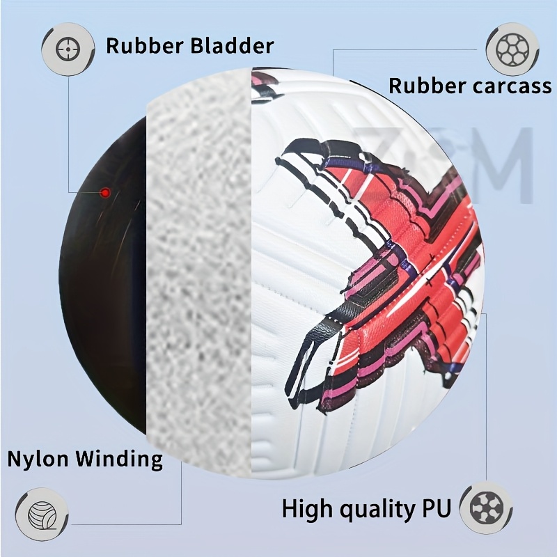 red high quality wear resistant thickened pu soccer ball for adults youth training machine seamless construction competition ready with free needle net bag details 4