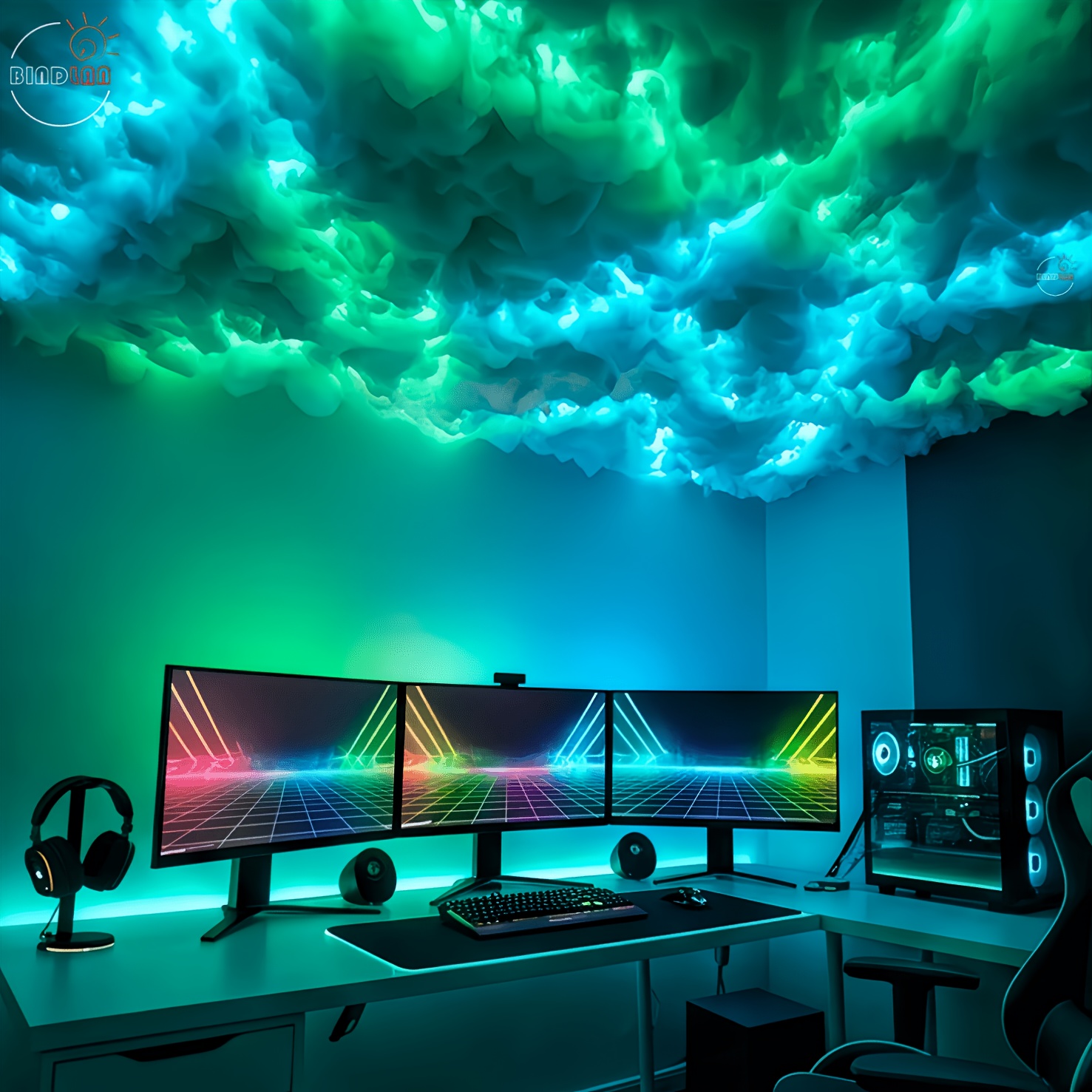 RGB Multi-Color 8m Oversized 3D Thundercloud Light