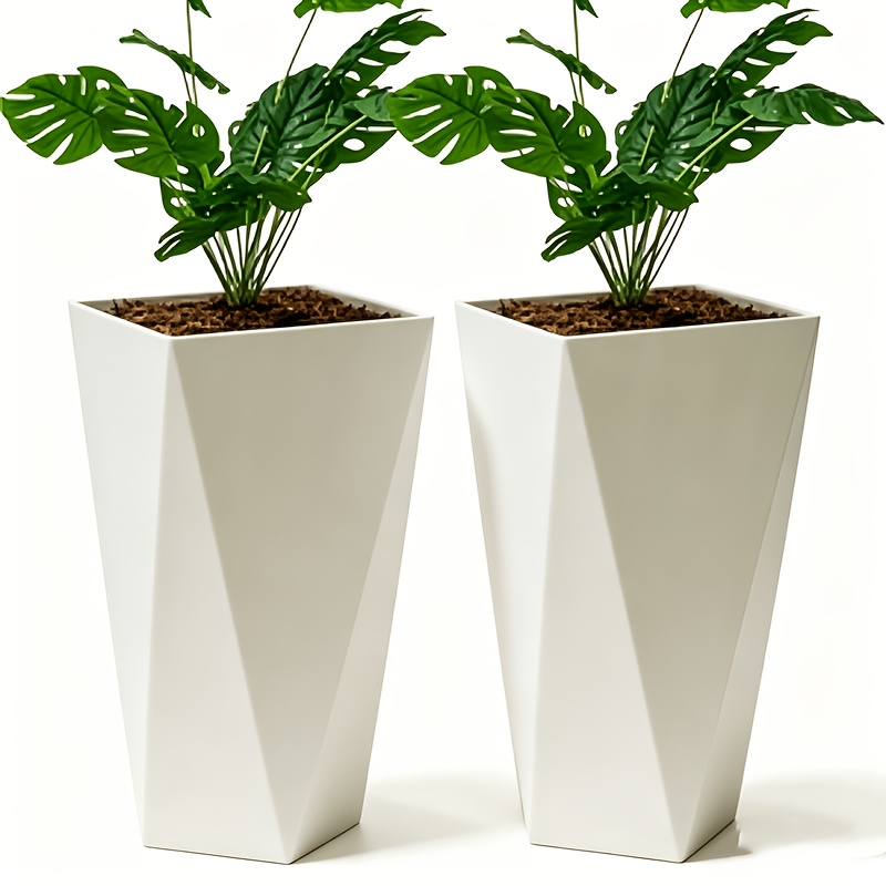 TEMU Set fioriere quadrate moderne, vasi da in plastica, fioriere alte a forma di V, adatte per uso interno e in , decorazioni da giardino ideali per