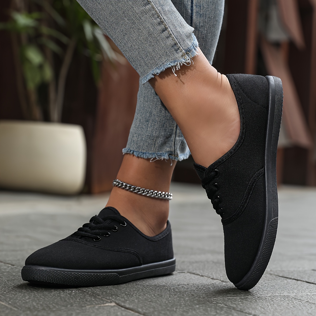 Black canvas sneakers womens online