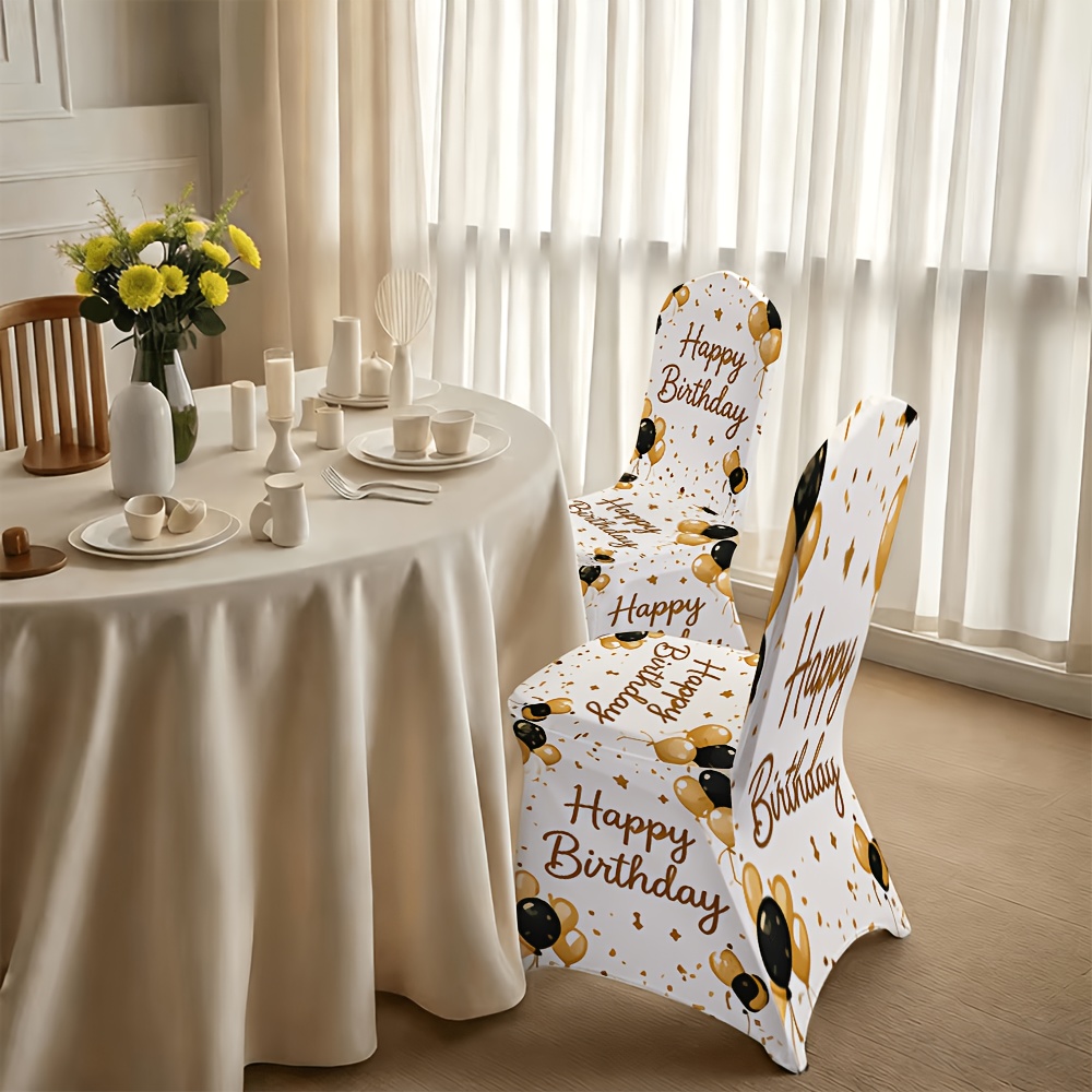 TEMU Golden And With Star Glitter Print Full-coverage Chair Cover, Elastic All- Design, Designed For Birthday Banquets, Washable And Reusable,