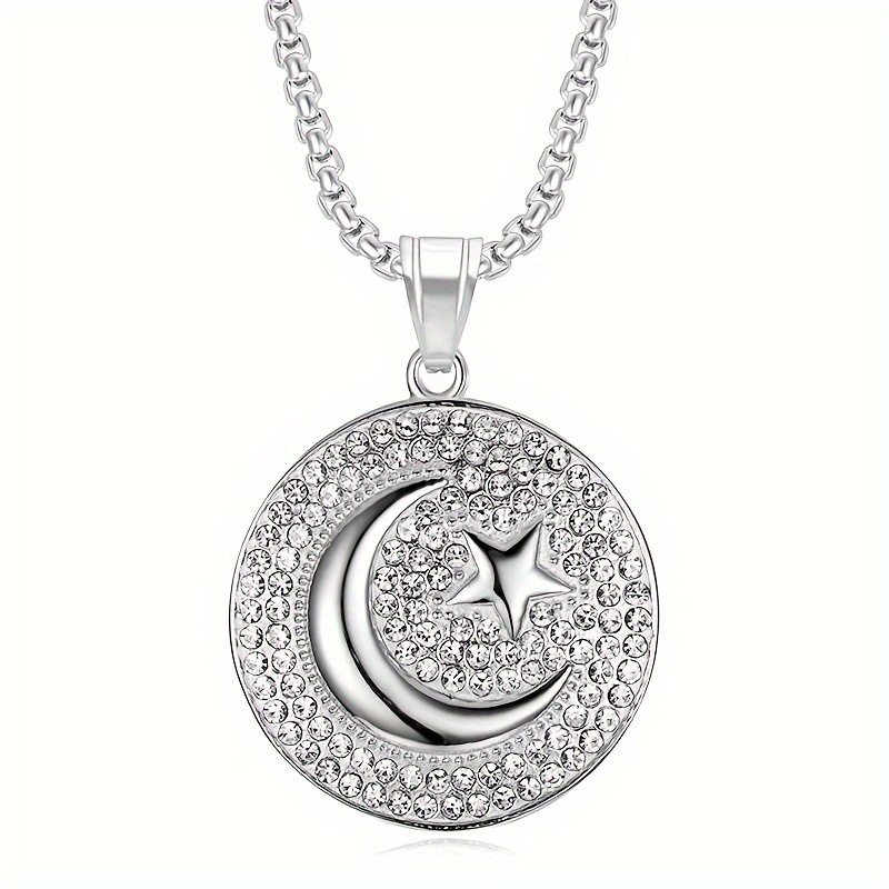 TEMU Fashionable And Moon Pattern Pendant Necklace For Men And Women