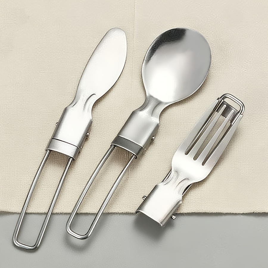 12pcs portable stainless steel folding cutlery set with storage case,   spoon and knife for camping & hiking – reusible silverware lunch box kit, camping dinnerware set, camping utensils, outdoor dining, minimalist tableware, foldable utensils, polished  , durable utensils, portable utensils,  , travelers Product details 4