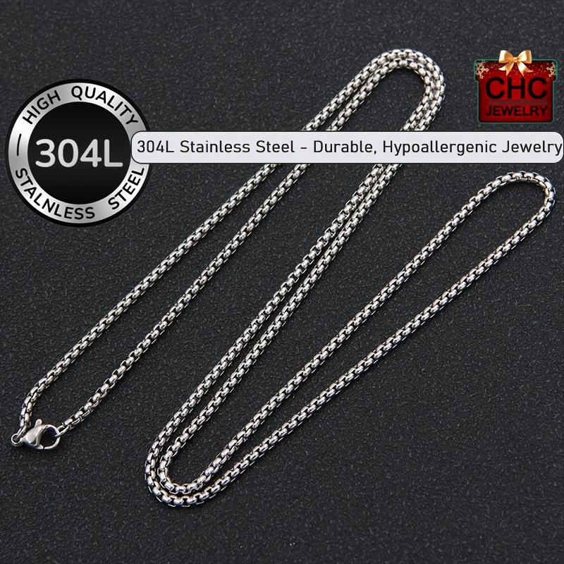 Image of Chc Jewelry 1pc Allergy-free 304l Stainless Steel Necklace, Chain For Diy Pendant/beads Making Jewelry, Fashion Wedding Accessories, Gift Jewelry, Durable And Non-fading