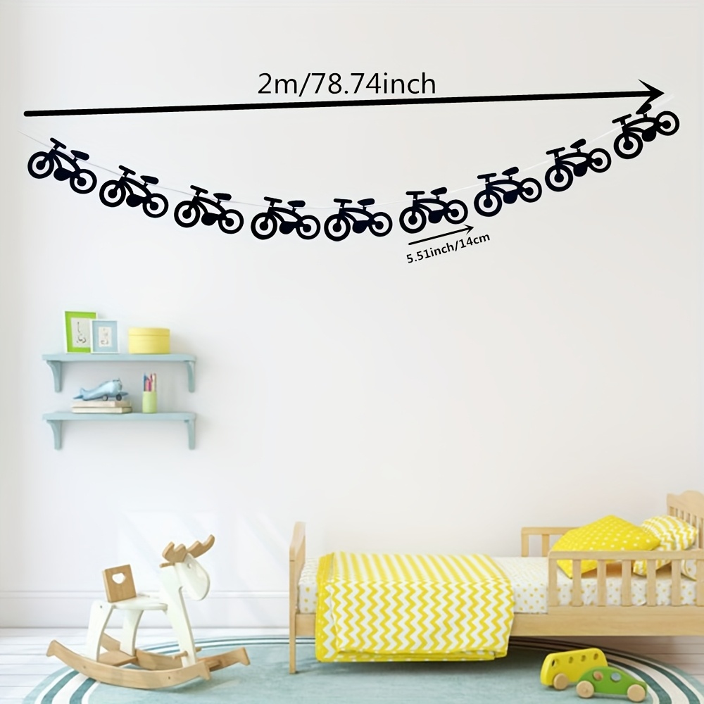 Image of Felt Bicycle Themed Banner Garland Party Supplies For Men Or Birthday And Riding Party Room Wall Decoration