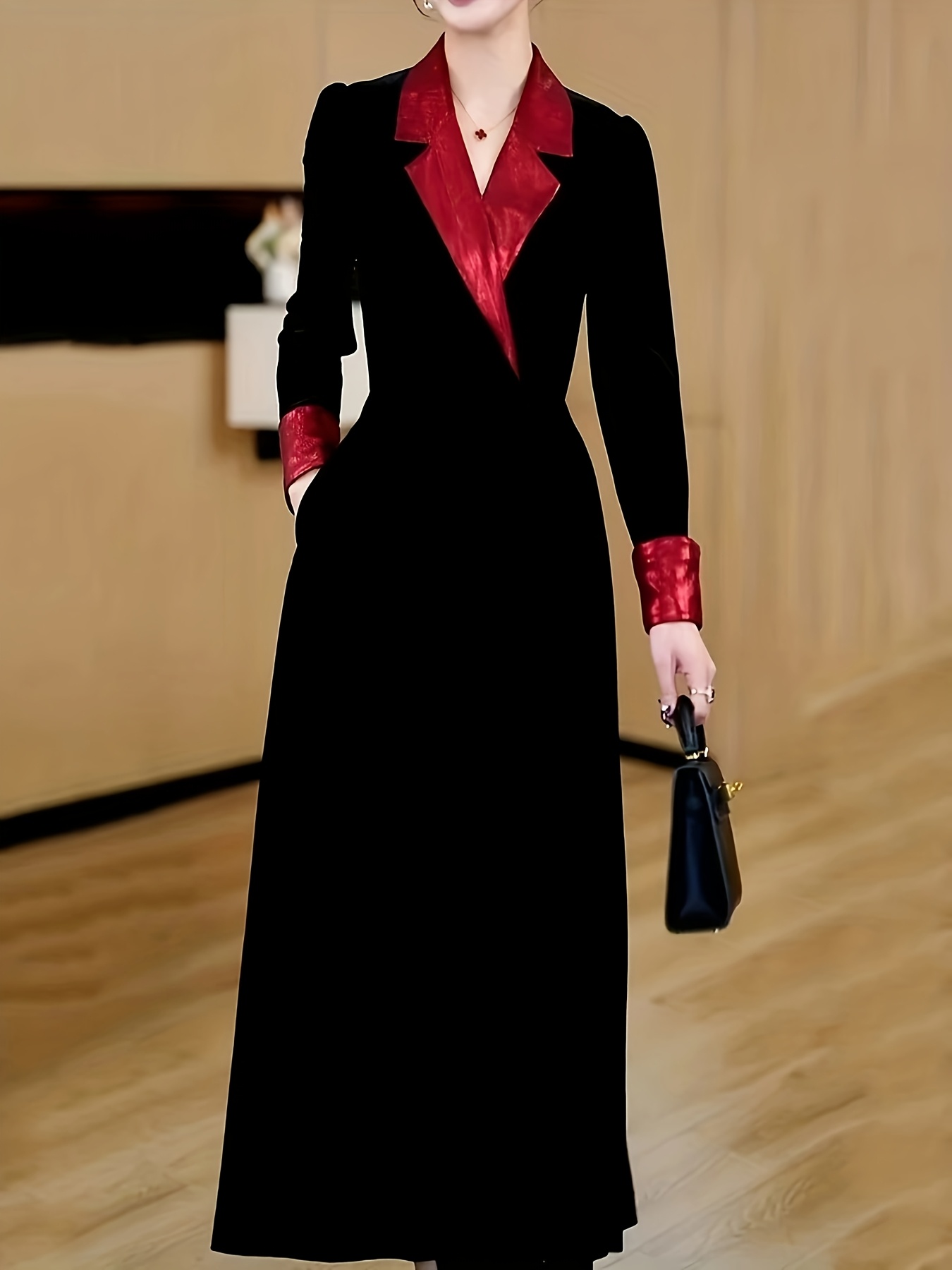 vestido elegante cuello   mujer – manga larga cintura - Temu Peru