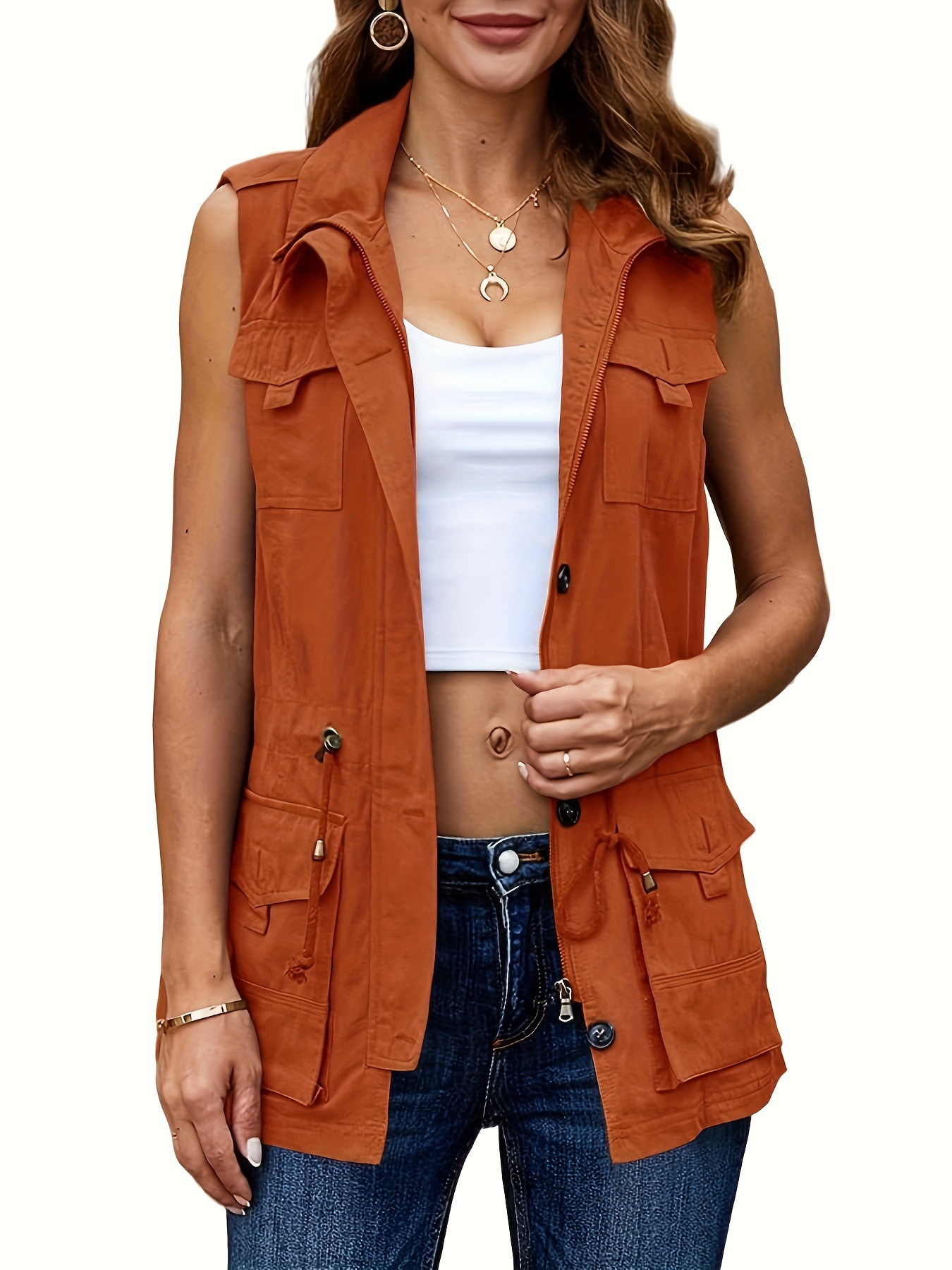 womens casual military utility vest lightweight sleeveless Temu