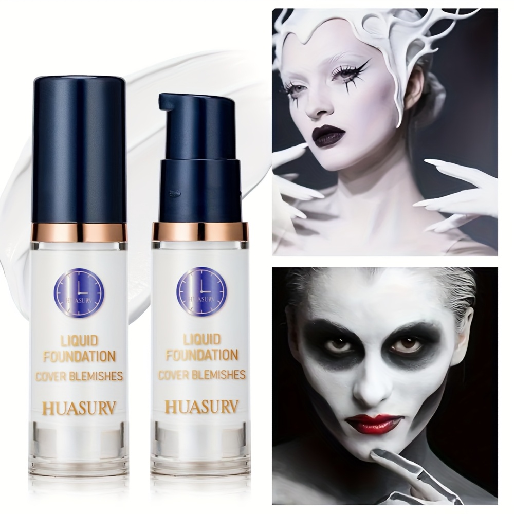 Image of [1 Pcs]huasurv Coverage Matte White Liquid Foundation - Concealing Makeup, Long-lasting Cream Formula, Suitable For Halloween, Gothic Style, Zombie Makeup, , Daily Use, Cosplay Makeup, Brightening