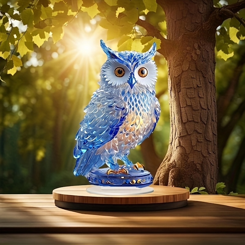 

Art Deco Owl Statue - Transparent Acrylic 2d Desk Decor, Artistic Cartoon , Ideal For , Perfect Universal Holiday Gift, No Electricity Needed