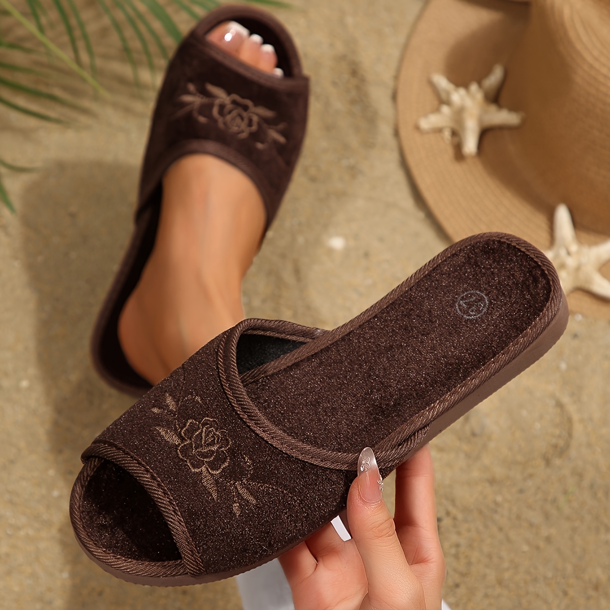 TEMU 1 Pair Chinese Retro Embroidered Home Slippers, Slippers Design, And Remove, Breathable, Suitable For , Women Shoes