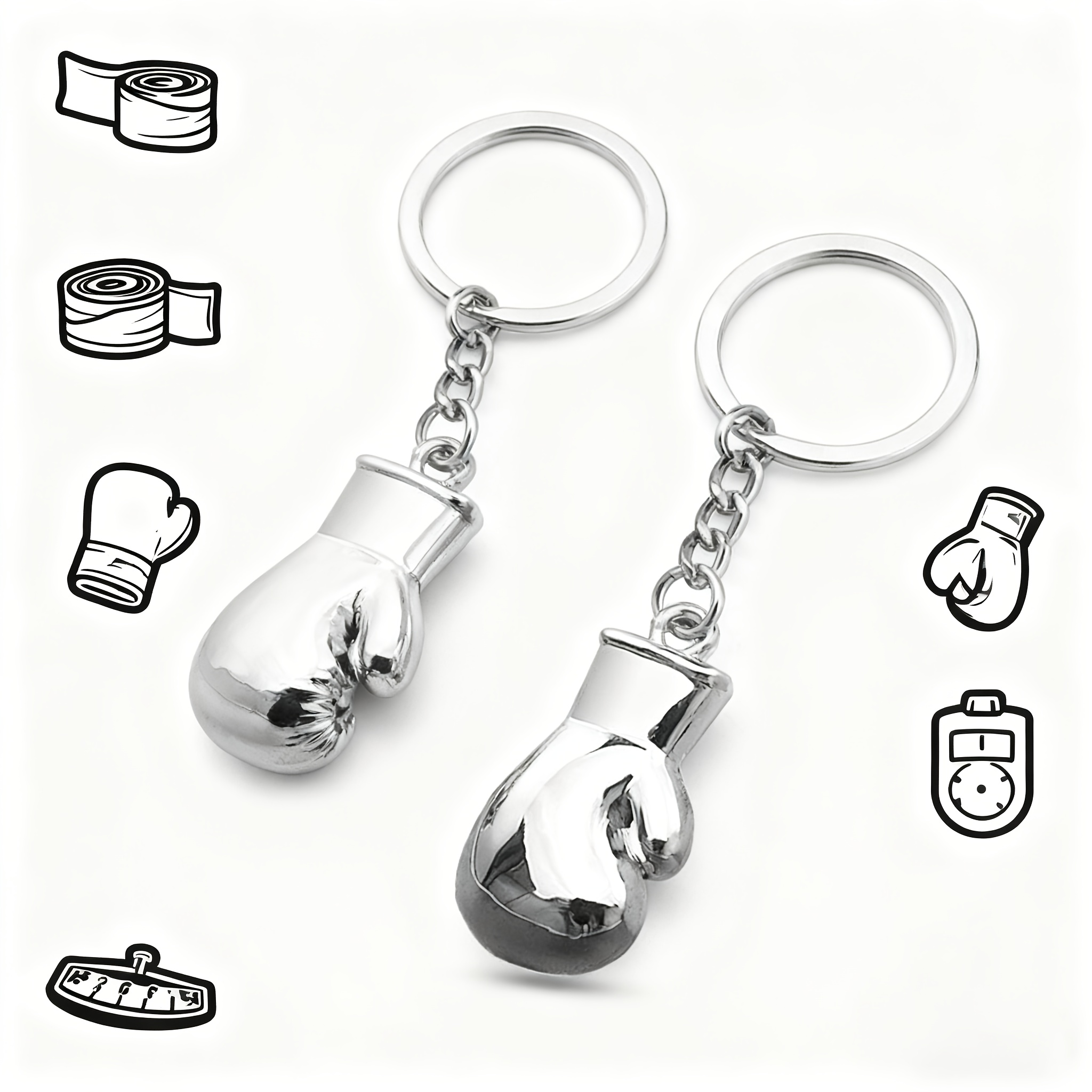 TEMU 2pcs Boxing Glove Keychain Suitable For Boxing Enthusiasts - Realistic Glove Design With Wrist Strap Connector, Versatile Bag & Car Accessories,