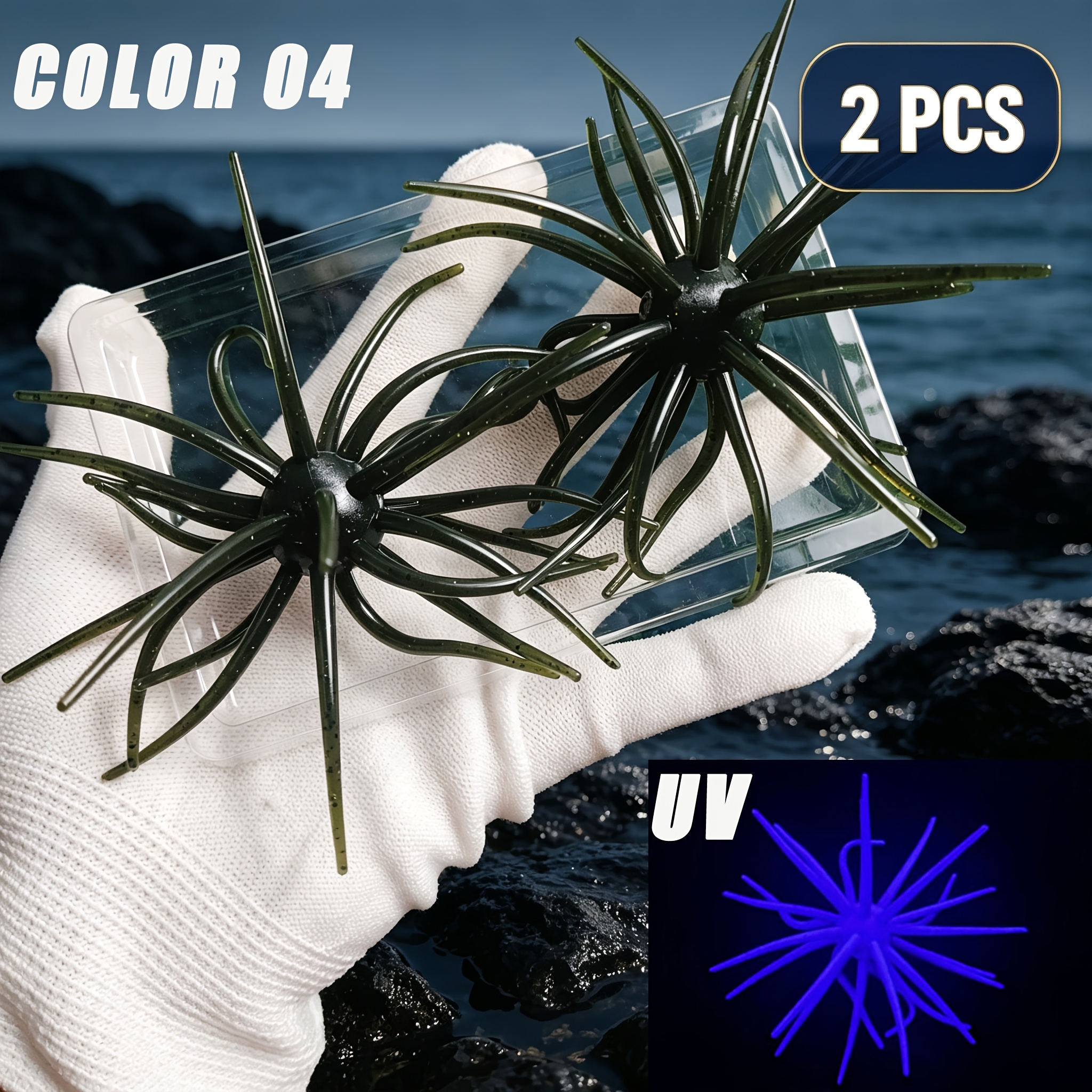 TEMU 2 pezzi, Esche morbide a forma di con simulazione UV, 6 colori disponibili, 11 cm/4,33 pollici, 9 g/0,3 , Esche morbide sovradimensionate, Esche