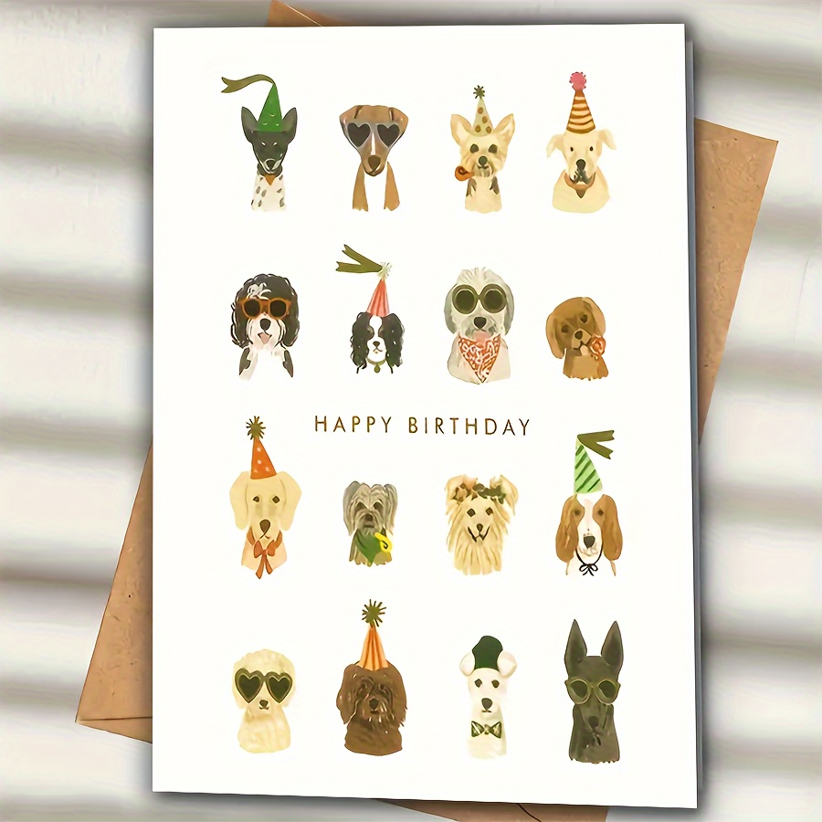 

Funny Dog Cartoon Birthday Greeting Card - 1pc Whimsical Canine-themed Personalized Paper Card For Birthday Occasions With Envelope, Fantasy Theme For Any Recipient