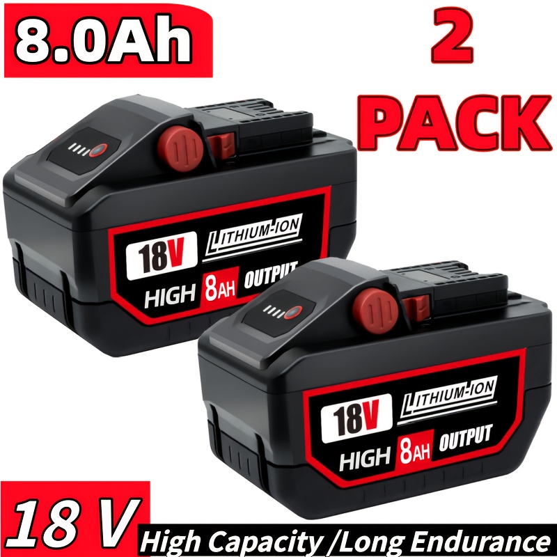 TEMU 2 Pack 8.0ah Lithium-ion Replacement For 18v Battery Compatible With 48-11-1812 48-11-1850 48-11-1852 48-11-1860 48-11-1830 48-11-1880 For