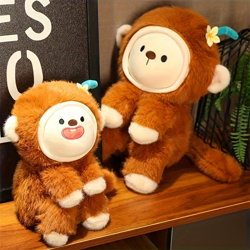 Juguete de peluche de mono, muñeco de almohada de peluche de mono de 9.0  in, suave y esponjoso cojín para abrazar a un amigo de la planta, regalo  para cada edad y