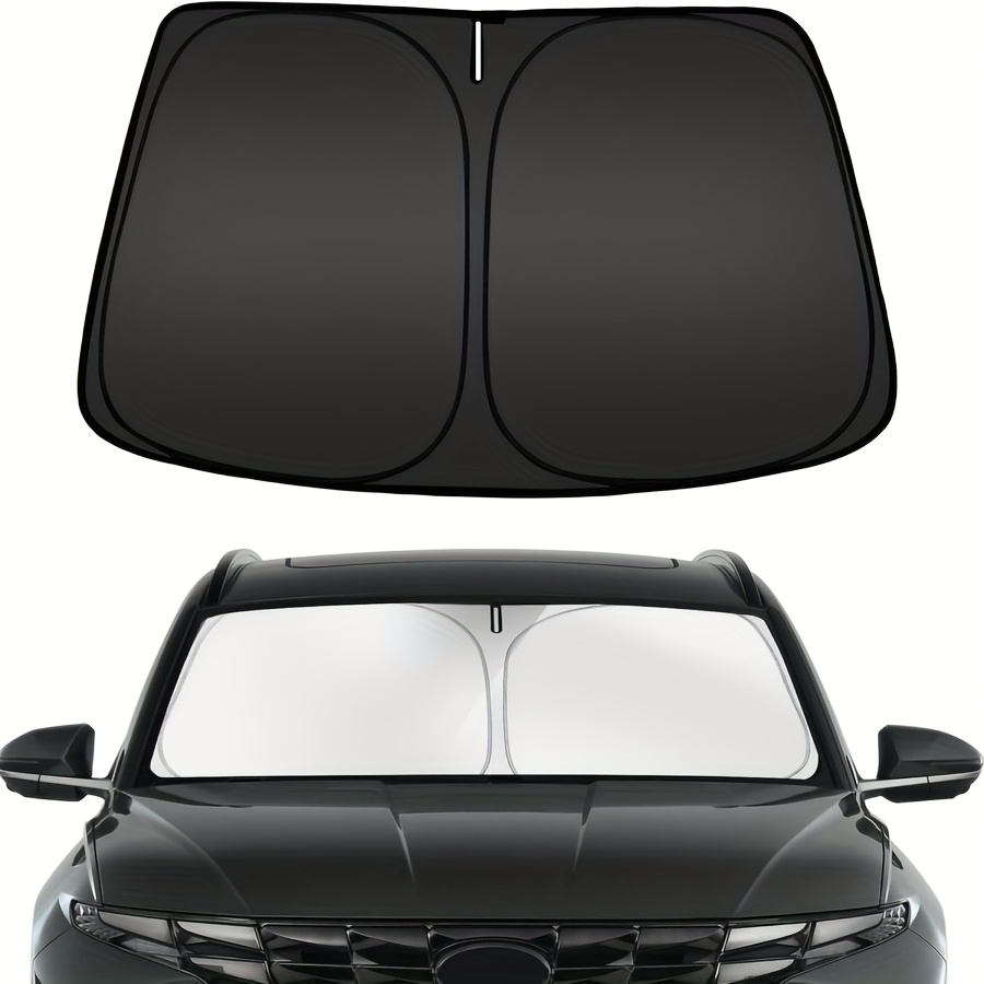 TEMU The Car Front Windshield Sunshade, Front Sun Visor, Made Of Reflective Polyester, Effectively Blocks Heat And Sunlight, And Comes With A Foldable Storage
