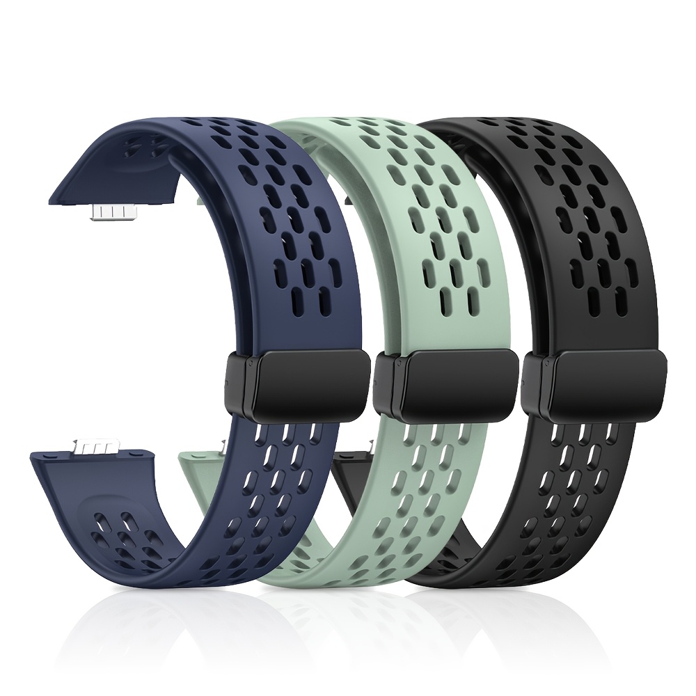 

Silicone Strap For Huawei Watch Multi-hole Breathable Magnetic Folding Strap
