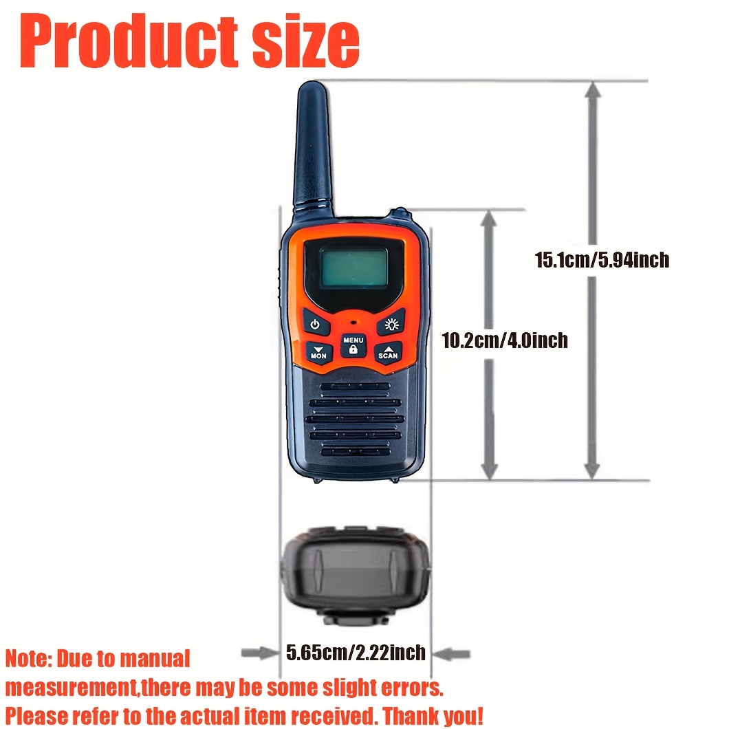 1 par/2 par/3 par trådløs walkie-talkie, bærbar interphone mini walkie-talkie med LCD-display, med lommelygtefunktion, 4 AAA-batterier (uden batteri), omkring 8 kilometer rækkevidde i åbent område til camping, vandreture, udendørs, US-version