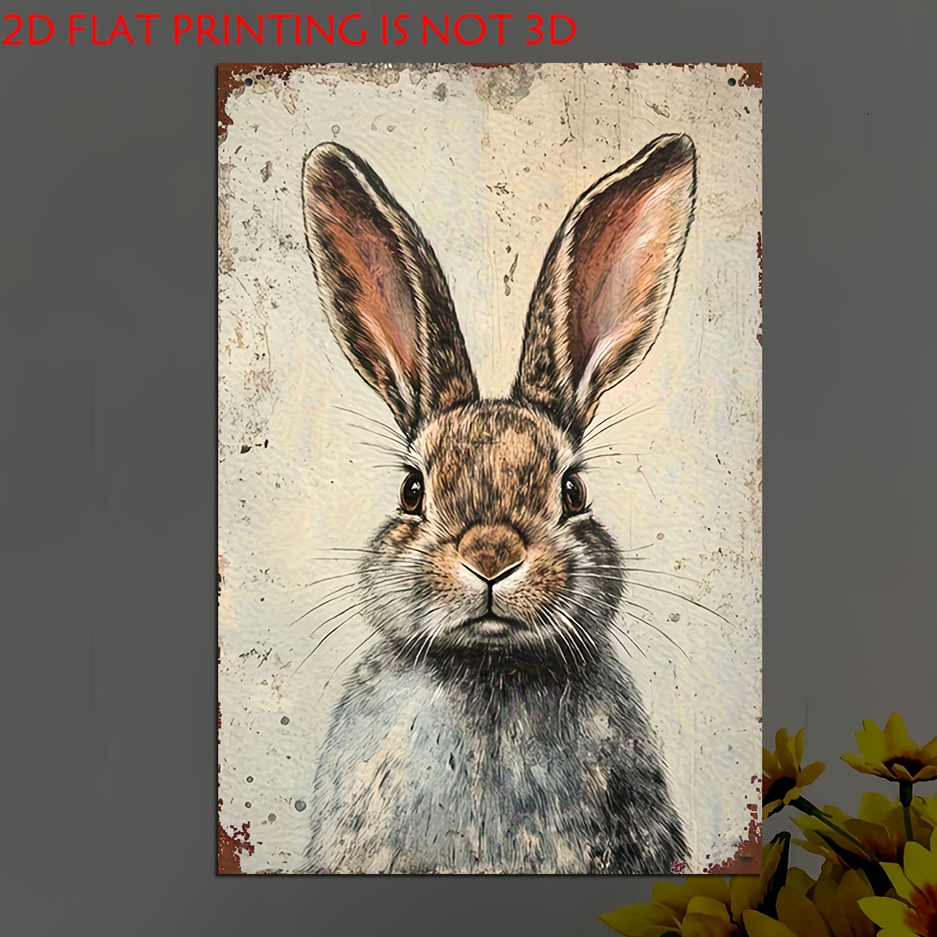 TEMU 2d Flat, 1pc Wooden Decorative Sign And Plaque, Vintage Rabbit Wall Art Decoration - Rustic Farmhouse Style Rabbit Head And Ears, Suitable For