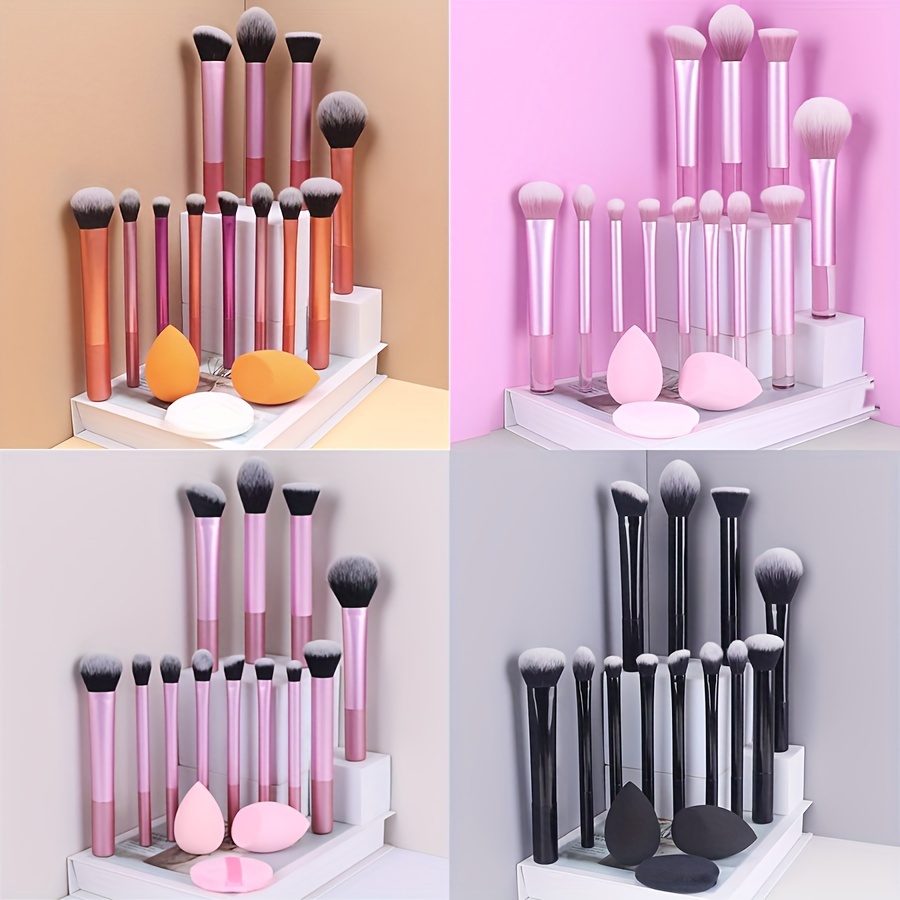 

12pcs Luxe Makeup Brush Set Blenders - Soft Nylon Bristles For Types, Includes Powder, Foundation, Eyeshadow & Contour Brushes