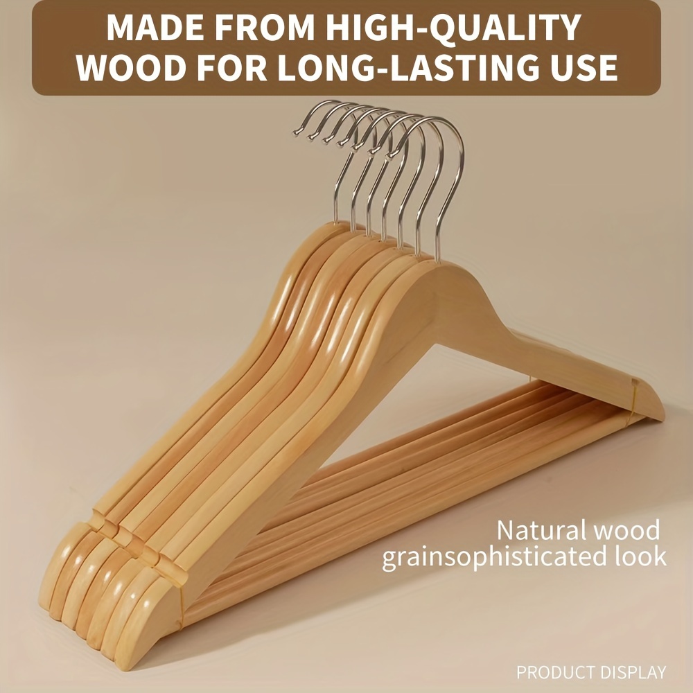 

Wooden Hangers - 30 Pack, Heavy Duty, Non Slip Wood Hangers For Coats, Jackets, Suits, & Pants - Clothes Hangers For Closet W/bar And Notches