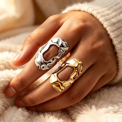 photo de l'article bague ovale ouverte de style baroque exagéré, , large, bague de tempérament, cadeau pour femmes, bijoux pour femmes, bague pour femmes, bague en acier inoxydable, bijoux en acier inoxydable, ajouts polyvalents, convient pour un , les vacances