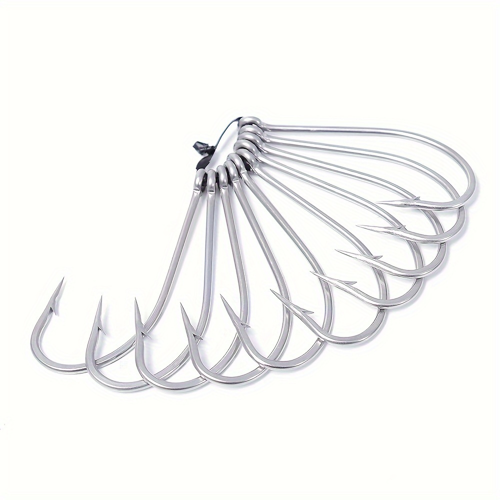 Image of Anmuka Premium Stainless Steel Fishing Hooks - 3.5" Long Shank, Ultra-sharp For Sea Bass & Tuna, Durable Outdoor Fishing Accessories, For Spring