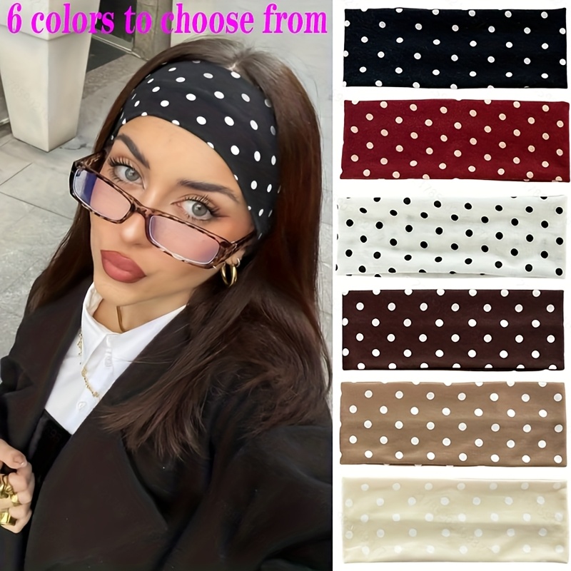 1pc womens stylish polka dot headband sweat wicking workout hairband with 6 color options red   for yoga running gym travel casual wear ideal gift for fitness enthusiasts