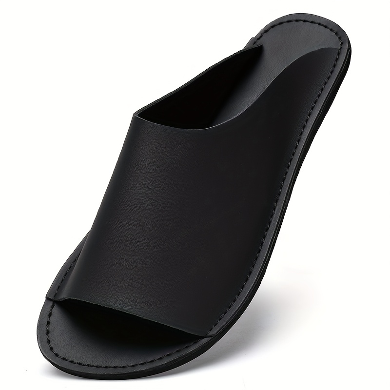 mens summer slide sandals comfortable soft sole breathable open toe   black   cover with eva outsole casual low   for outdoor and casual attire summer sandals Product details 0