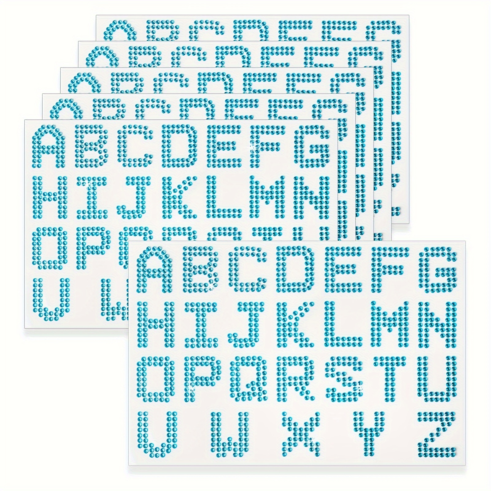 Image of 6 Sheets 156pcs Silvery/yellow/blue/ Stickers, 6 Sheets Glitter Self-adhesive Diamond Alphabet Stickers, Bling Crystal Letters Sticker Iron On Letters For Graduation Gift Decoration