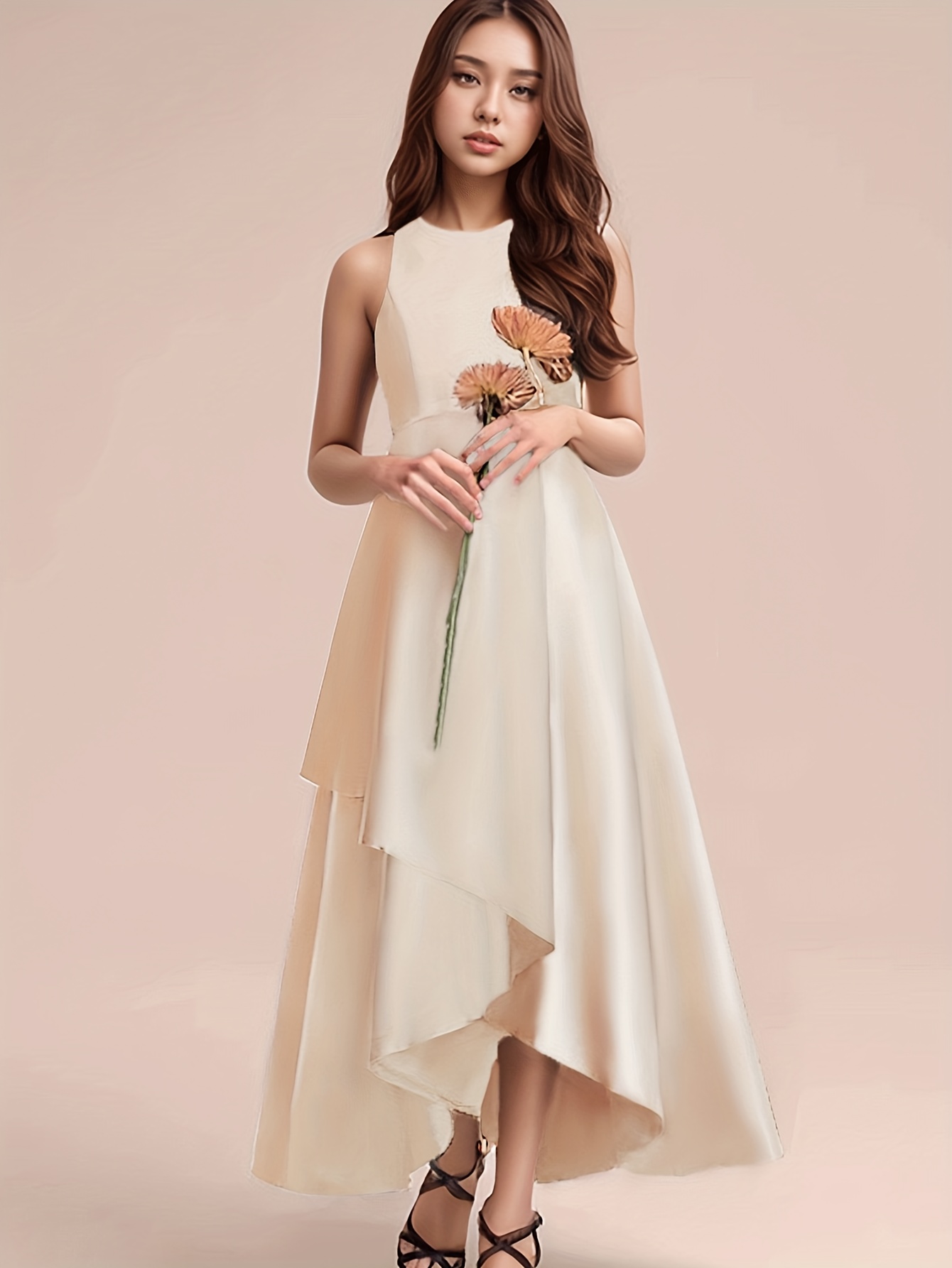 girls semi formal dress kids cute a-line crewneck long chiffon wedding prom  party gowns | Today's Deals | Temu