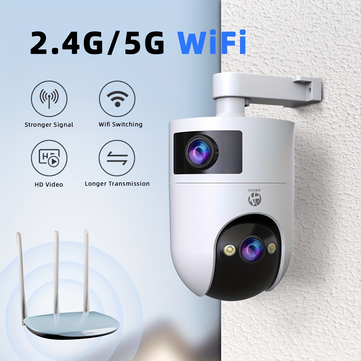 

Wireless Wifi Connection, Camera Monitor, Dual Lenses, Rotating Up And Down, , Color , Voice Shouting, Dual 3mp High- Pixels, Support Up To 128g Memory Card And Storage, 2.4g 5g Dual Band Wifi