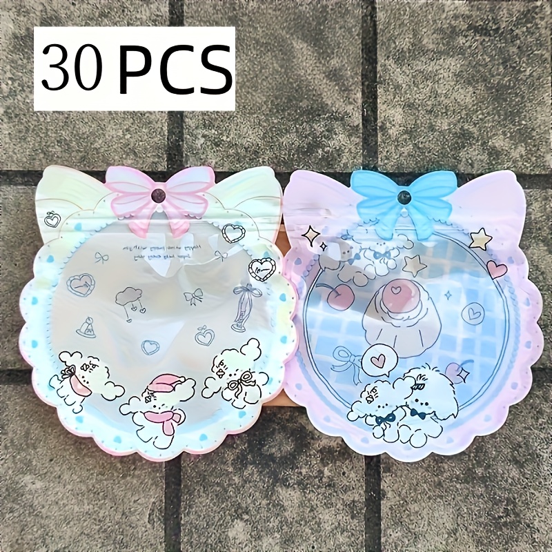 TEMU 20pcs/30pcs Mixed Cat Head-shaped Gift Bags With Bow Patterns, Reusable Self-sealing Packaging Bags, Christmas, Wedding, Birthday Party Gift