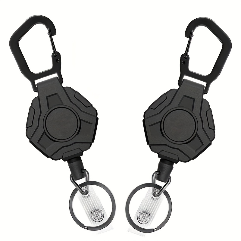 2d 2pcs Fishing Retractable Anti-lost Pull Keychain Badge Keeper Metal Lanyard Name Tag Card Holder Reel Ring Clips Tools