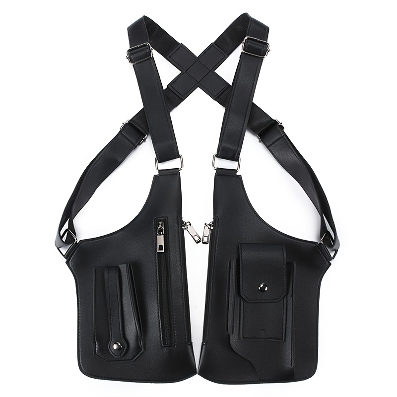 TEMU Sac de poitrine gothique pour hommes, sac de poitrine de rangement vintage, sac bandoulière multi-poches avec sangle réglable, pochette antivol