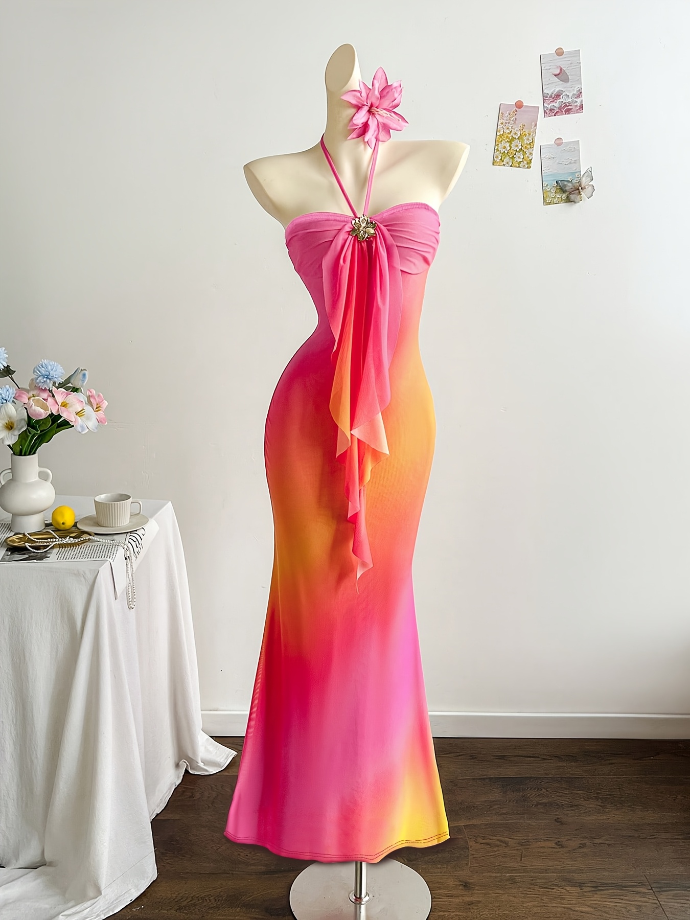 green emerald velvet dress Designer Women's Strappy Maxi Dress main image 0