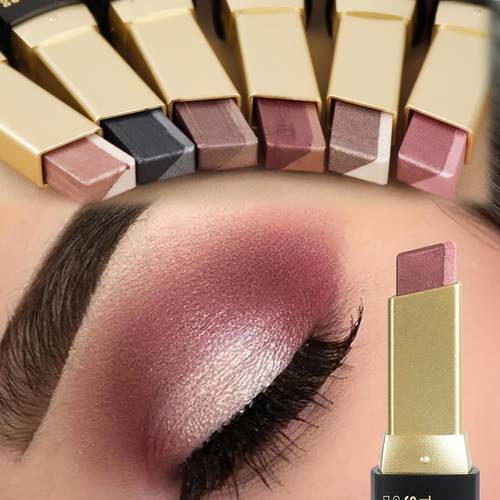 6 color push pull two color eye shadow stick eye highlights brightens waterproof and sweat proof eye cosmetics