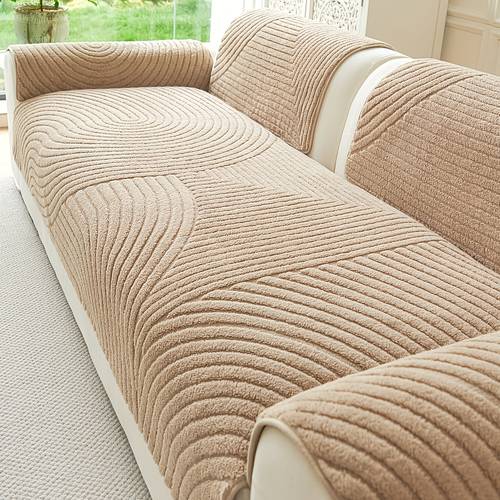 1pc modern plush sofa cover solid color jacquard seat sofa cover suitable for effective seat cushion cat claw resistant pet friendly machine washable and hand washable material
