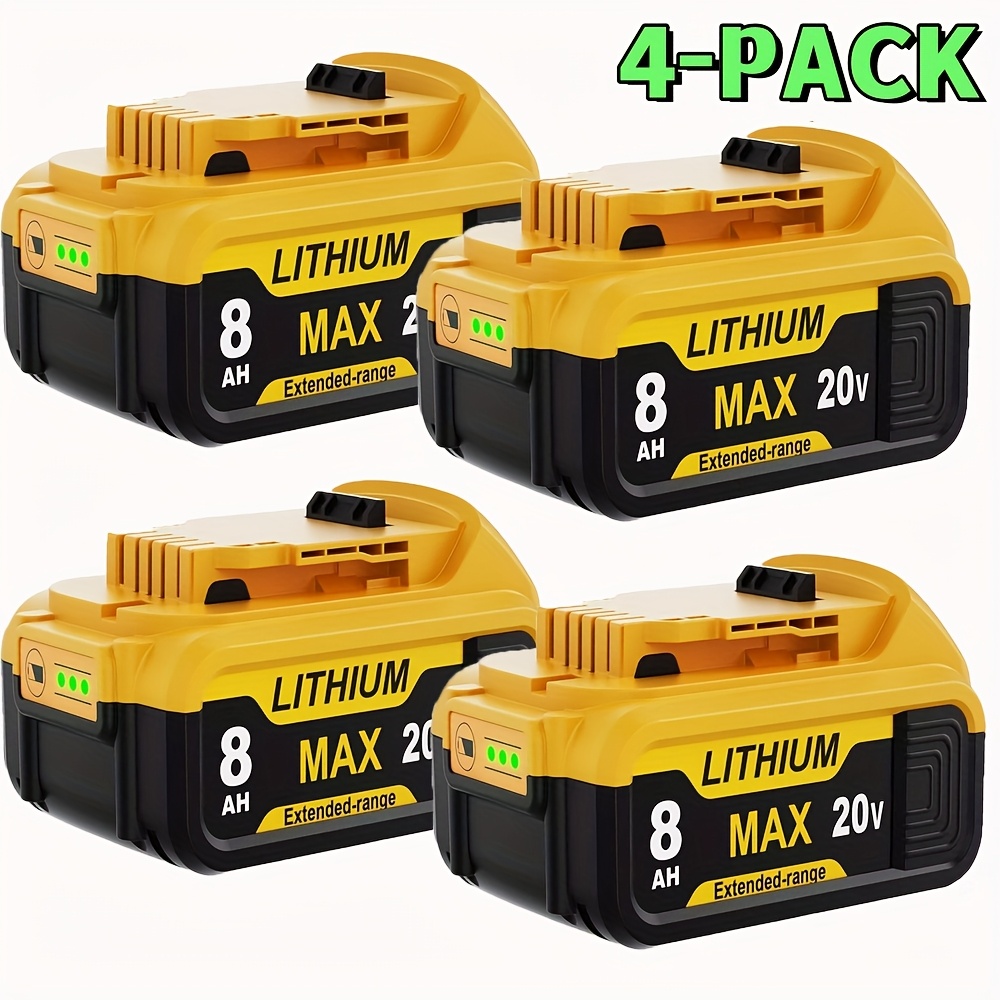 

4packs 8.0ah Replacement For Dewalt 20v Compatible With Dewalt 20 Volt Battery Lithium Compatible With Dewalt Battery 20v Dcb201 Dcb203 Dcb207 Dcb204 Dcb206 Cordless Tools (yellow)