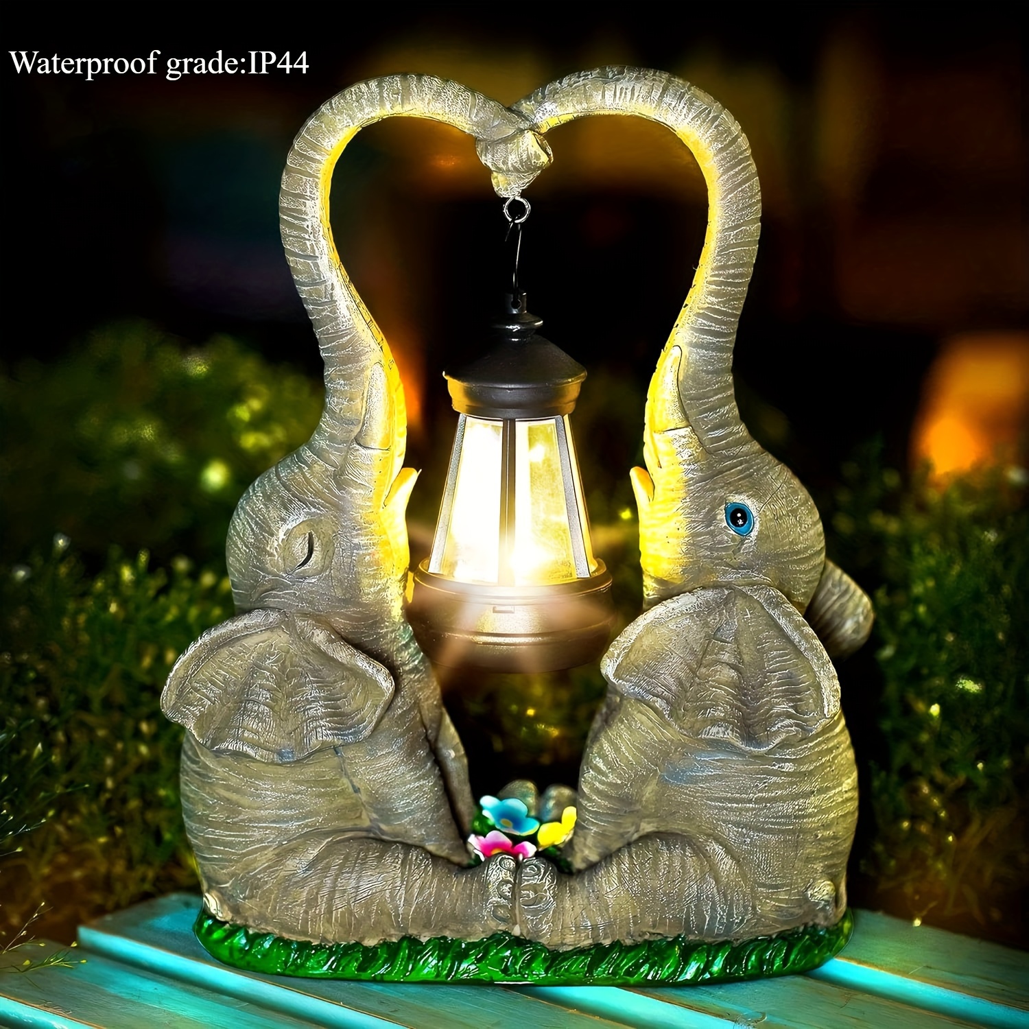 

1pc Solar Powered Outdoor Garden Decoration, Resin Elephant Statue With Switch Control, 800mah Ni-mh Battery, Energy Saving, Lighting Accessory