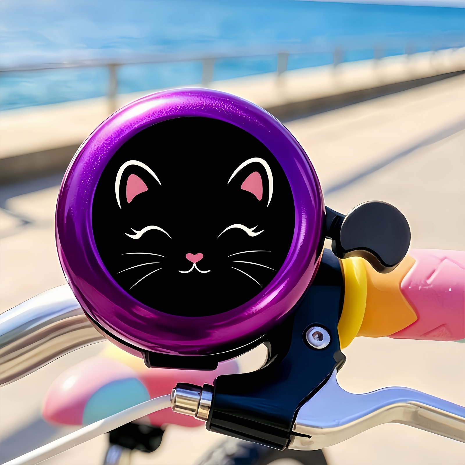 TEMU Cute For Bikes & Scooters - Bicycle Accessory With Cat Head Silhouette, Suitable For Mountain/road Bikes, Scooters, Handlebar Decor - Ideal Gift