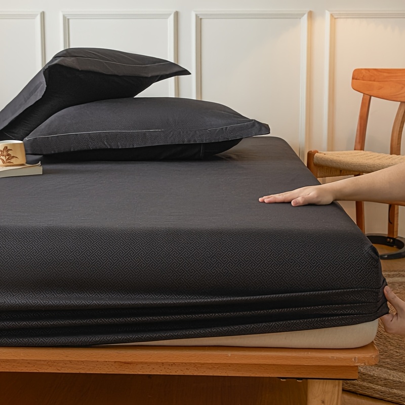 TEMU 3-teiliges Set aus weichen, hautfreundlichen Bettlaken Kissenbezügen in Unifarben mit geprägtem Design, 1 Spannbetttuch + 2 Kissenbezüge