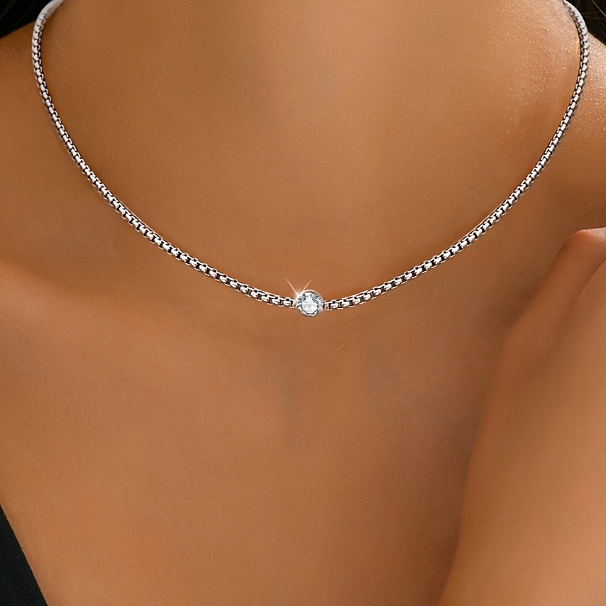 E-shop STEEL Damen Hypoallergener Edelstahl Synthetischer Zirkonia Halskette - Bohemian Rundanhänger, Ideales Valentinstagsgeschenk, Minimalistischer